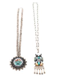 Silver and Mosaic Inlay Sunface AND Katsina Necklaces