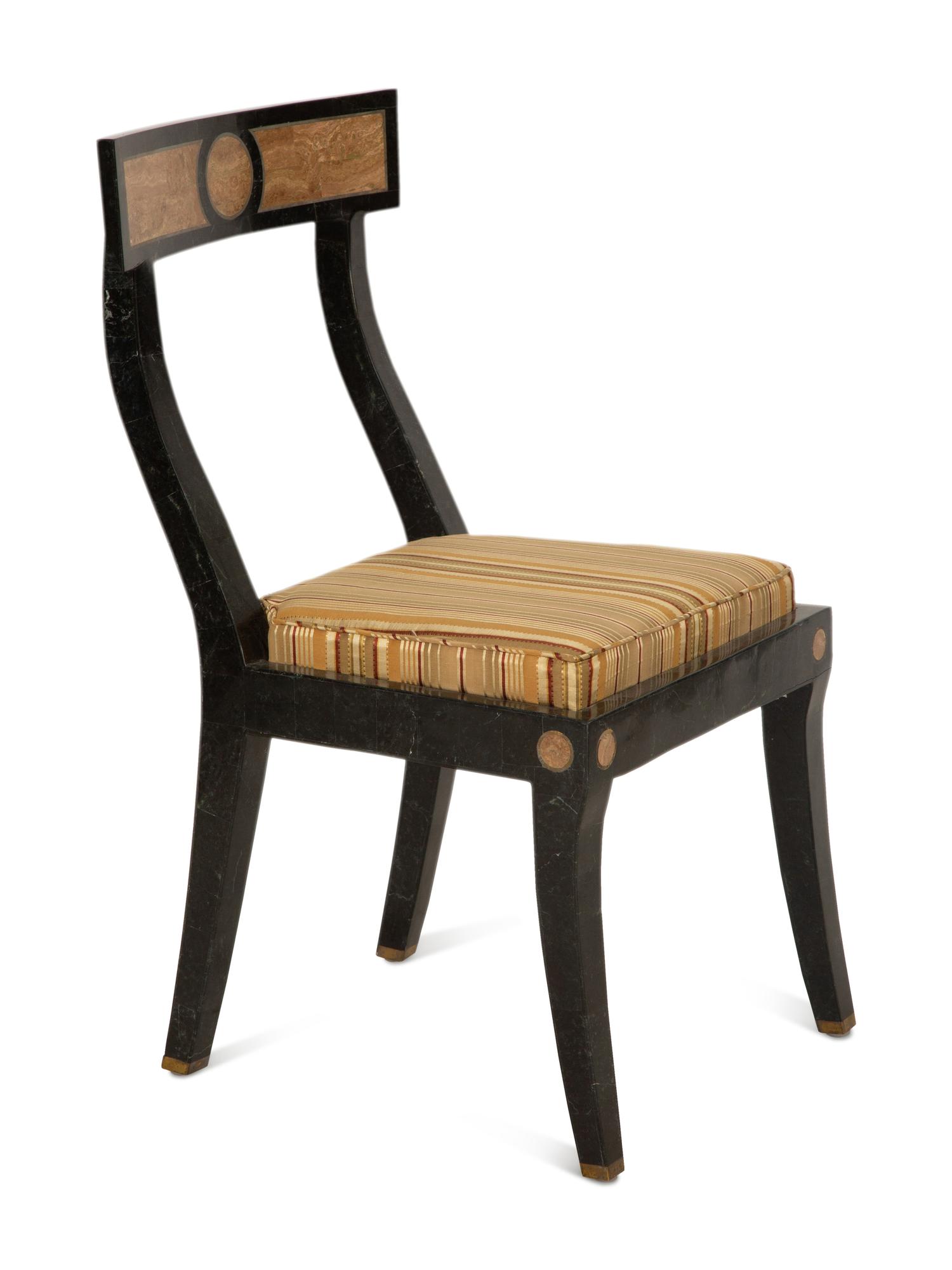 An Italian Marble Veneered Circular Dining Table and Six Dining Chairs