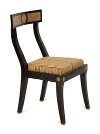 An Italian Marble Veneered Circular Dining Table and Six Dining Chairs