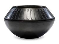 Blackware Jar, with Repeating Feathers