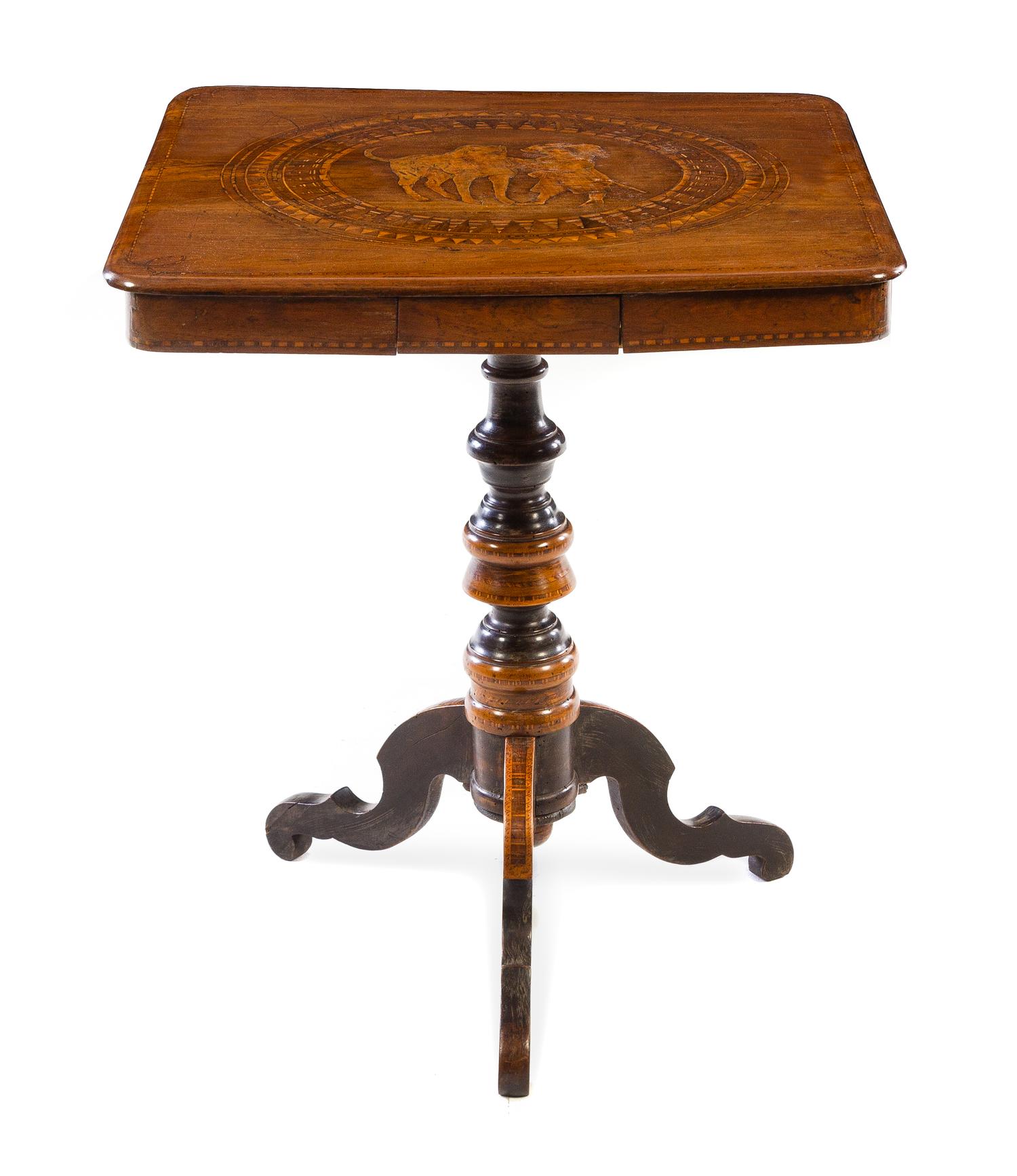 An Italian Marquetry Occassional Table Height 29 3/4 inches. — 19TH CENTURY