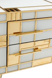 An Italian Modernist Brass and Opaque Glass Veneered Console Cabinet
