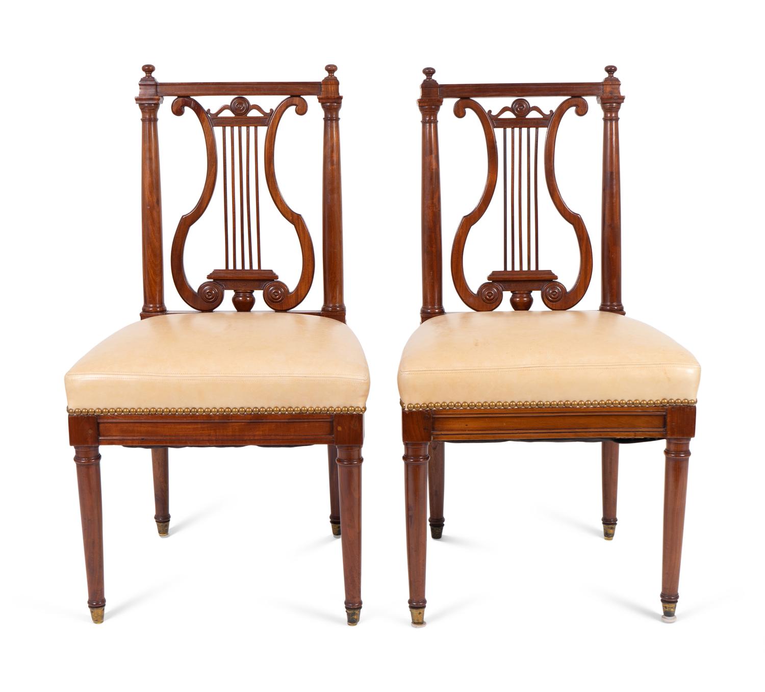 A Set of Six Louis XVI Mahogany Lyre Back Side Chairs — CIRCA 1790