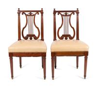 A Set of Six Louis XVI Mahogany Lyre Back Side Chairs — CIRCA 1790
