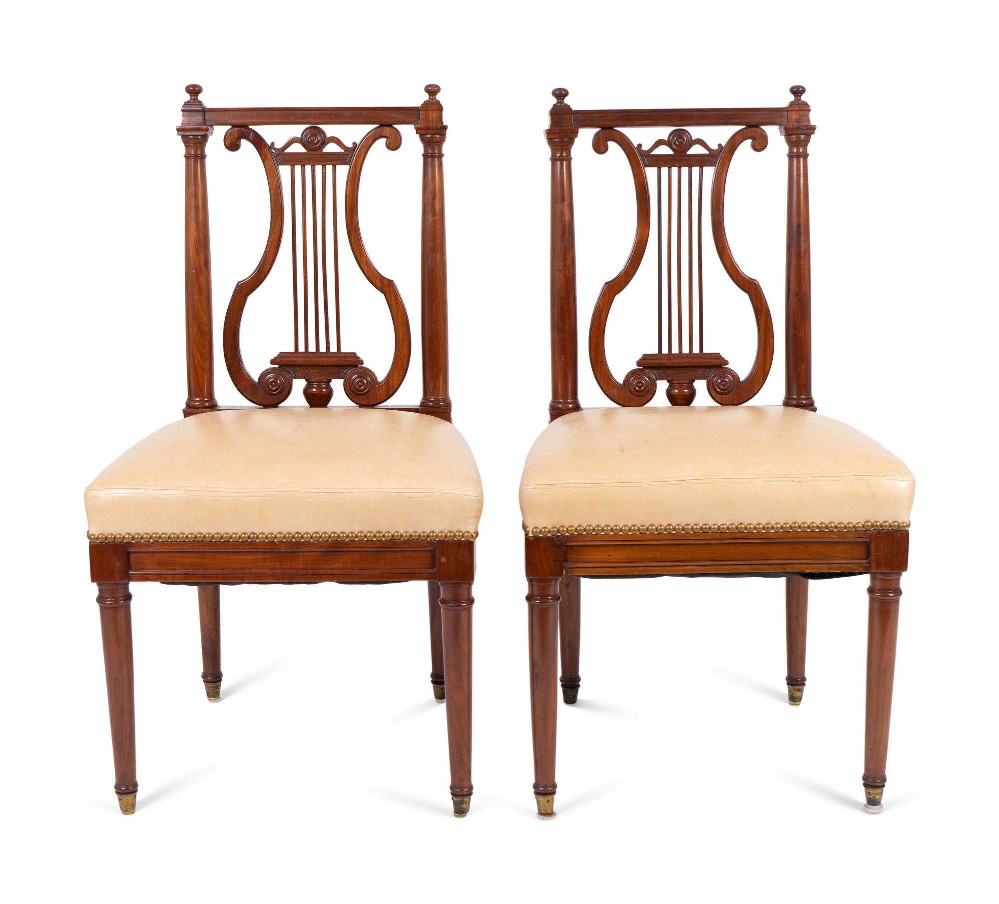 A Set of Six Louis XVI Mahogany Lyre Back Side Chairs — CIRCA 1790