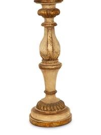 A Pair of Italian Baroque Style Painted and Parcel-Gilt Pricket Sticks