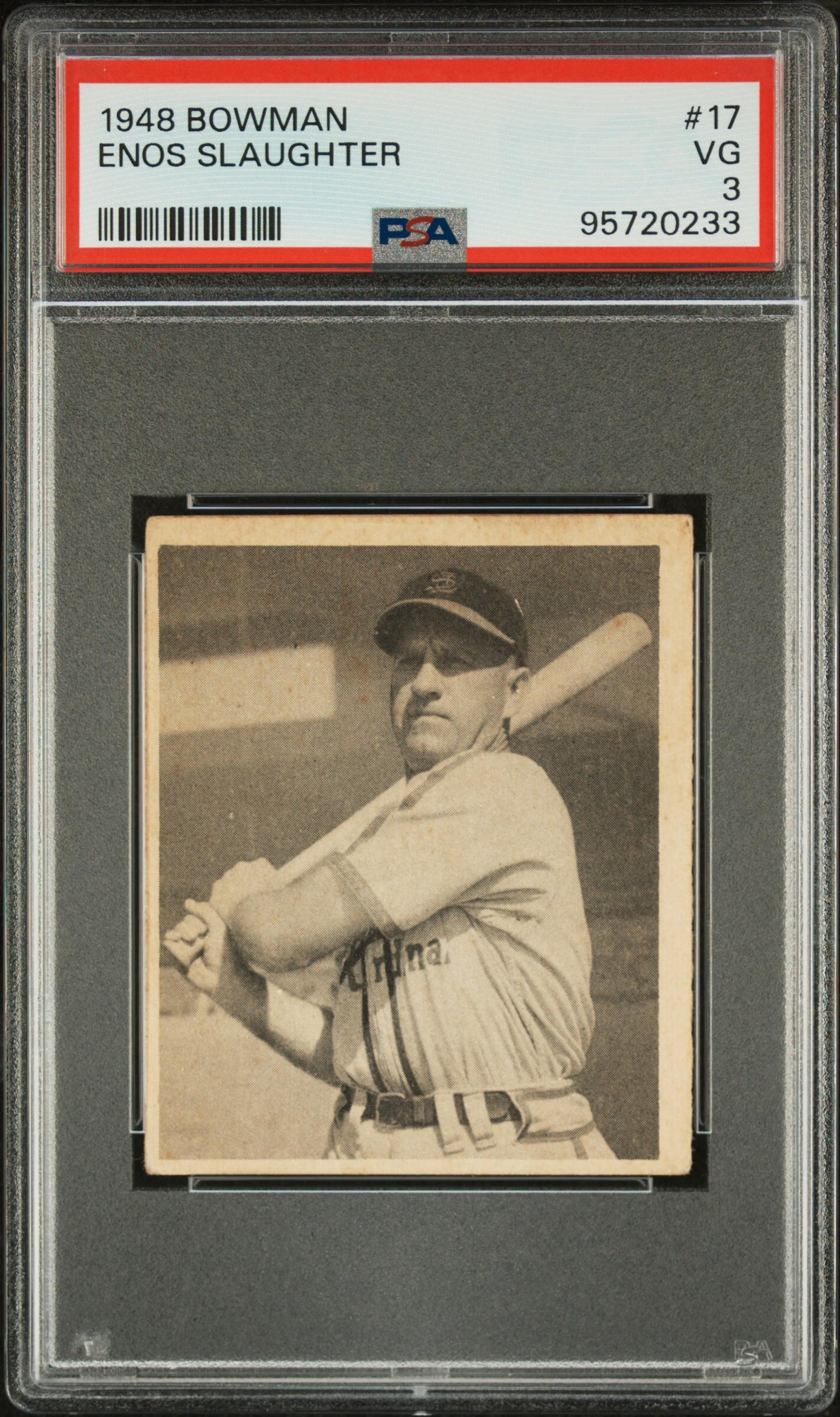 A 1948 Bowman Enos Slaughter Rookie Baseball Card No. 17 (PSA 3 VG)