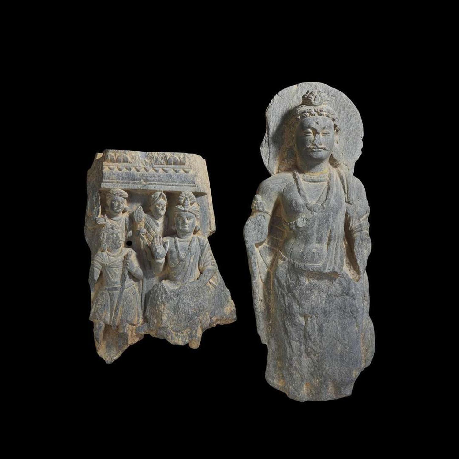 Two schist figural carvings 犍陀羅片雕造像兩件 Ancient region of Gandhara, 2nd-4th century ??? ?????
