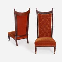 A Pair of English Aesthetic Movement Mahogany Hall Chairs Attributed to George Faulkner Armitage (British, 1849-1937), circa 1890