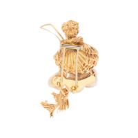 RUSER, YELLOW GOLD AND FRESHWATER CULTURED PEARL BROOCH