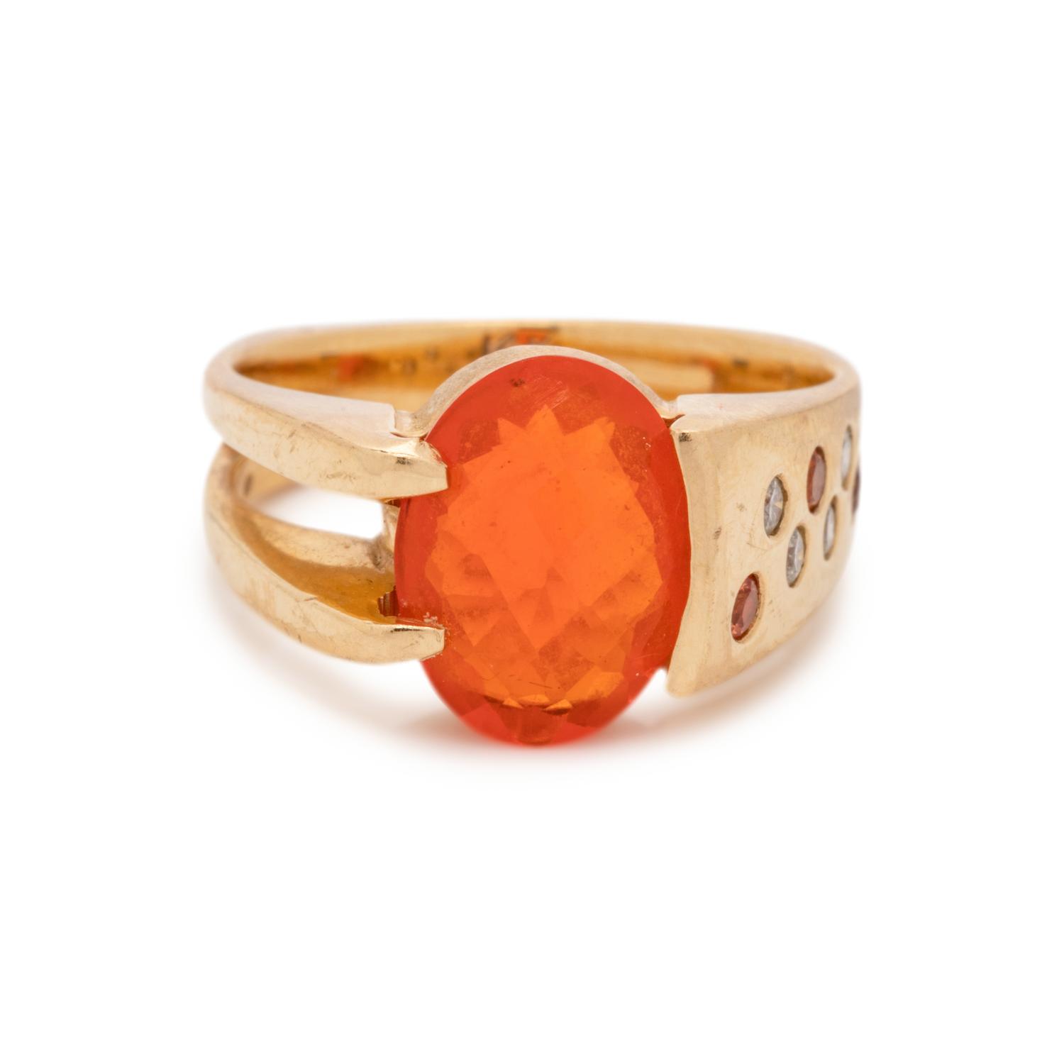 FIRE OPAL AND DIAMOND RING