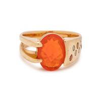 FIRE OPAL AND DIAMOND RING