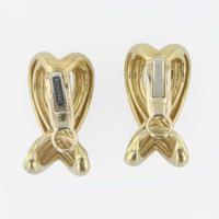A pair of 18K yellow gold ear clips, Tiffany & Co. Donald Claflin, "X"