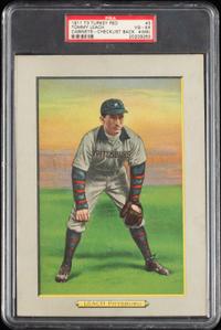 A 1911 T3 Turkey Red Cabinets Tommy Leach Baseball Card (PSA 4MK VG-EX) Checklist Back