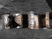 Pair of Navajo Stamped Silver Cuff Bracelets