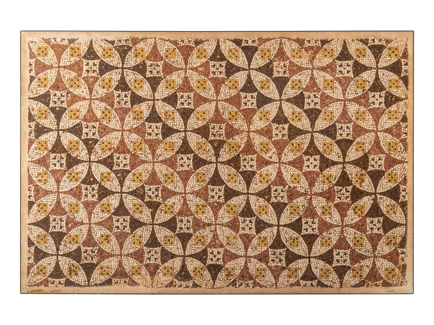 A Roman Mosaic Panel with Cross and Circle Motifs