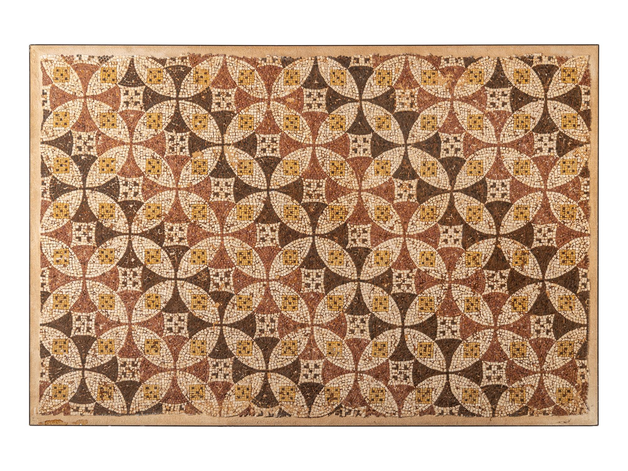 A Roman Mosaic Panel with Cross and Circle Motifs