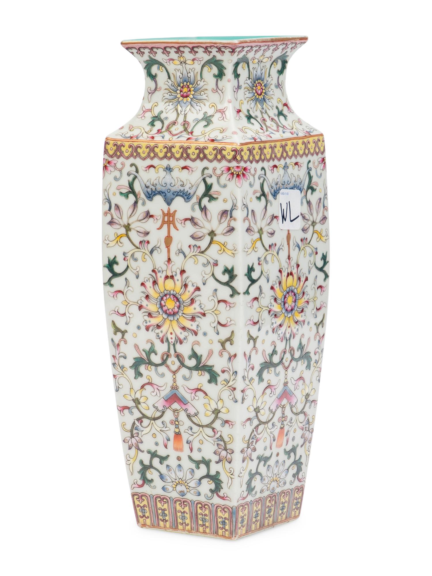 A Chinese Famille Rose Porcelain Square Vase