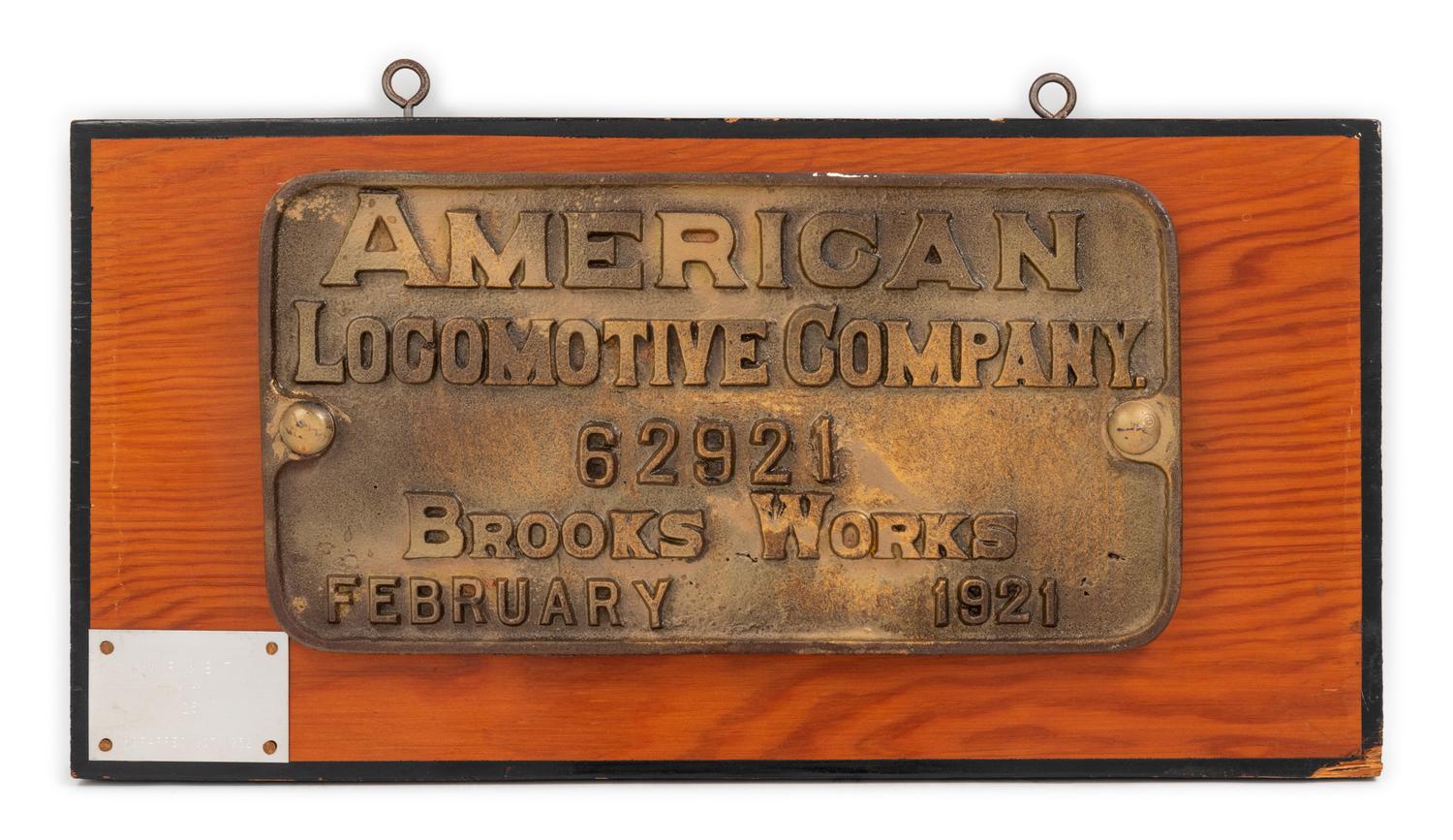 Two Painted Metal American Locomotive Company: Brooks Works Locomotive Badges for the MR & BT Railroad