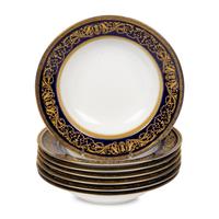 A Set of Seven Rosenthal Parcel-Gilt Porcelain Soup Plates
