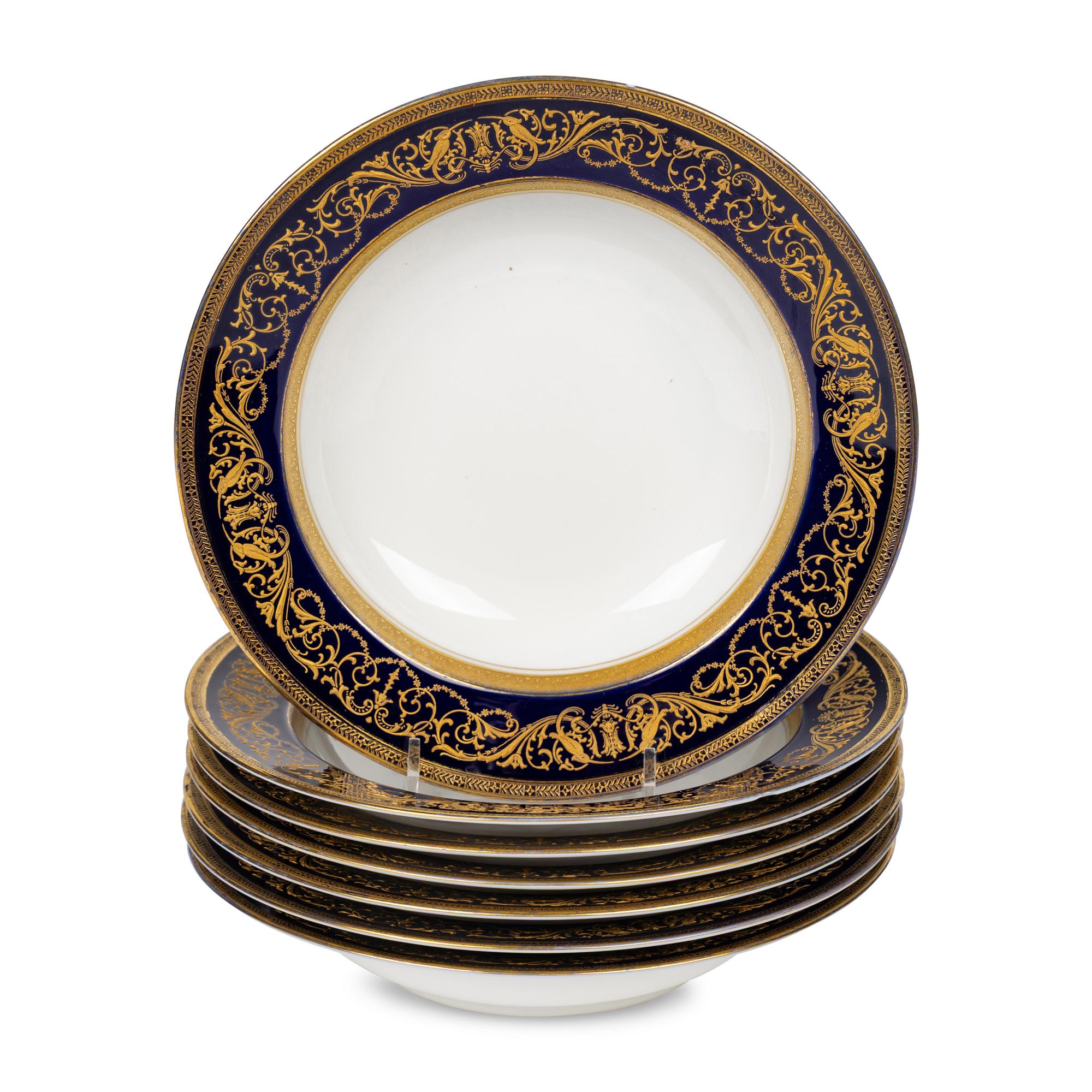 A Set of Seven Rosenthal Parcel-Gilt Porcelain Soup Plates