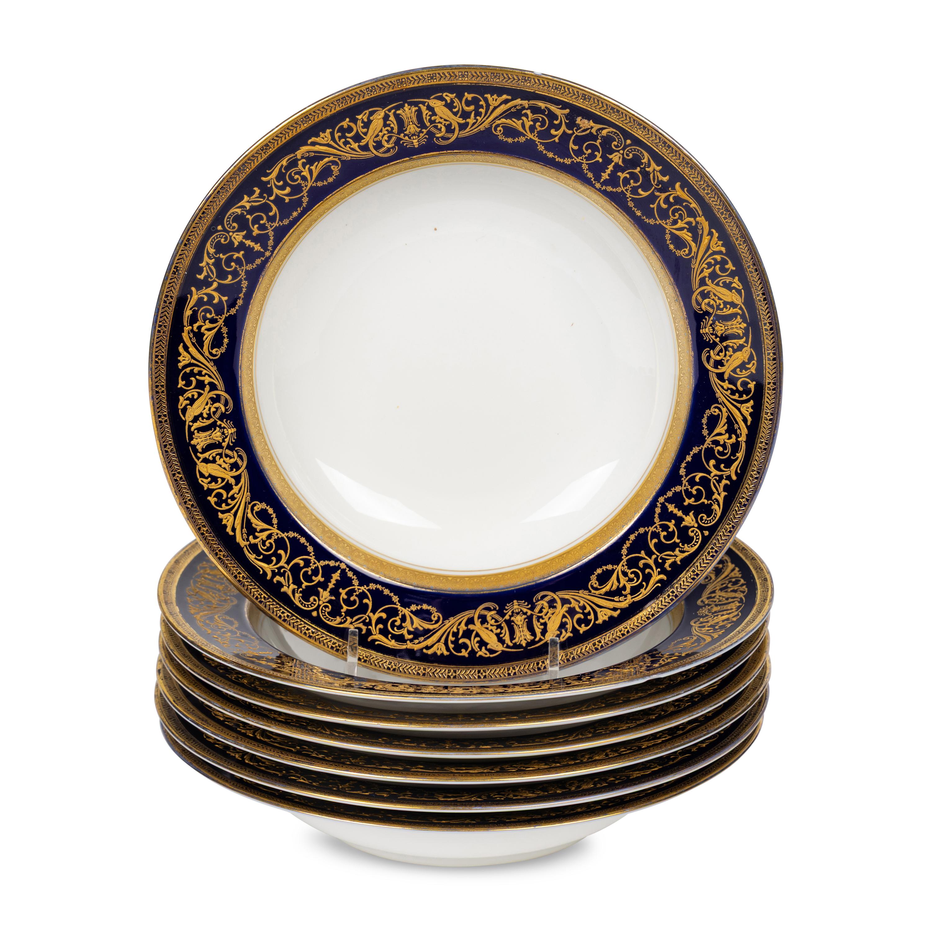 A Set of Seven Rosenthal Parcel-Gilt Porcelain Soup Plates