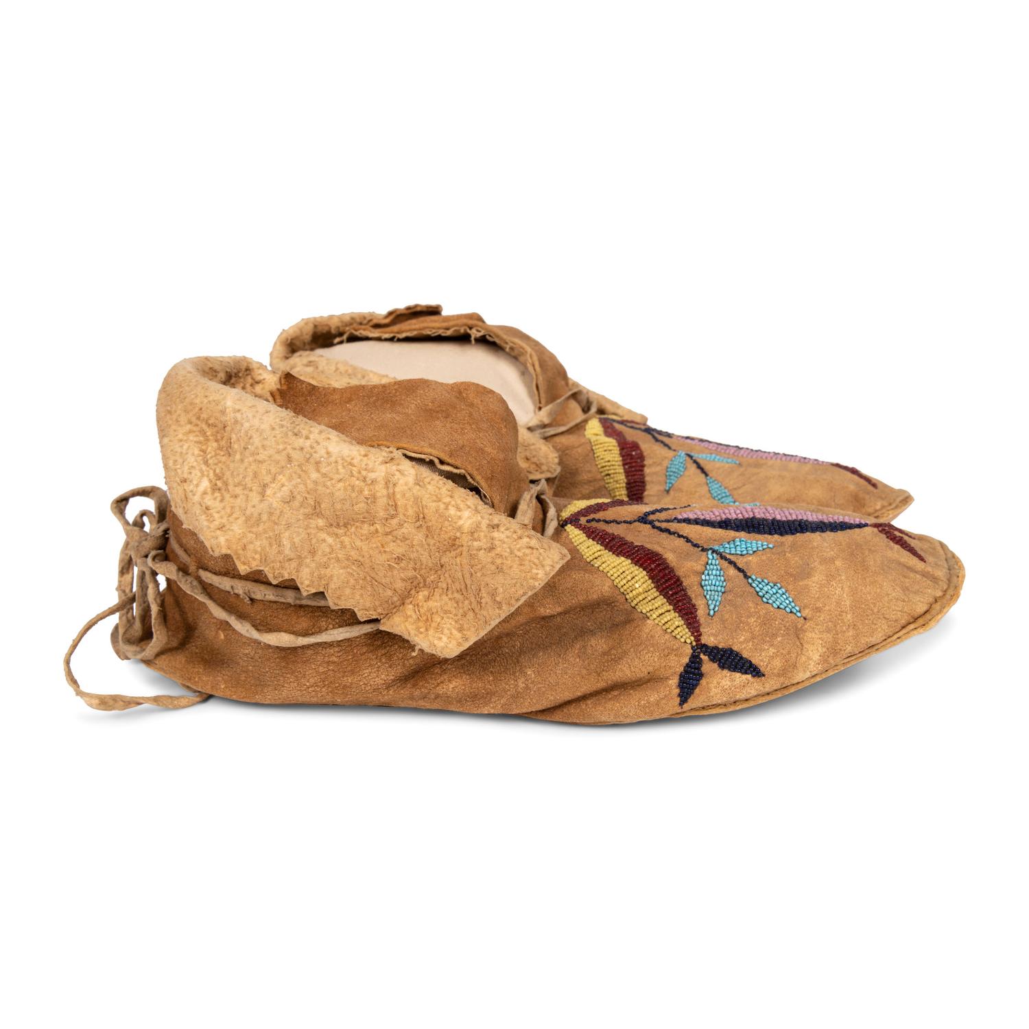 Santee Sioux Beaded Hide Moccasins
