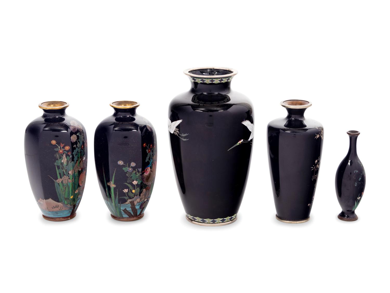 Five Cloisonné Vases