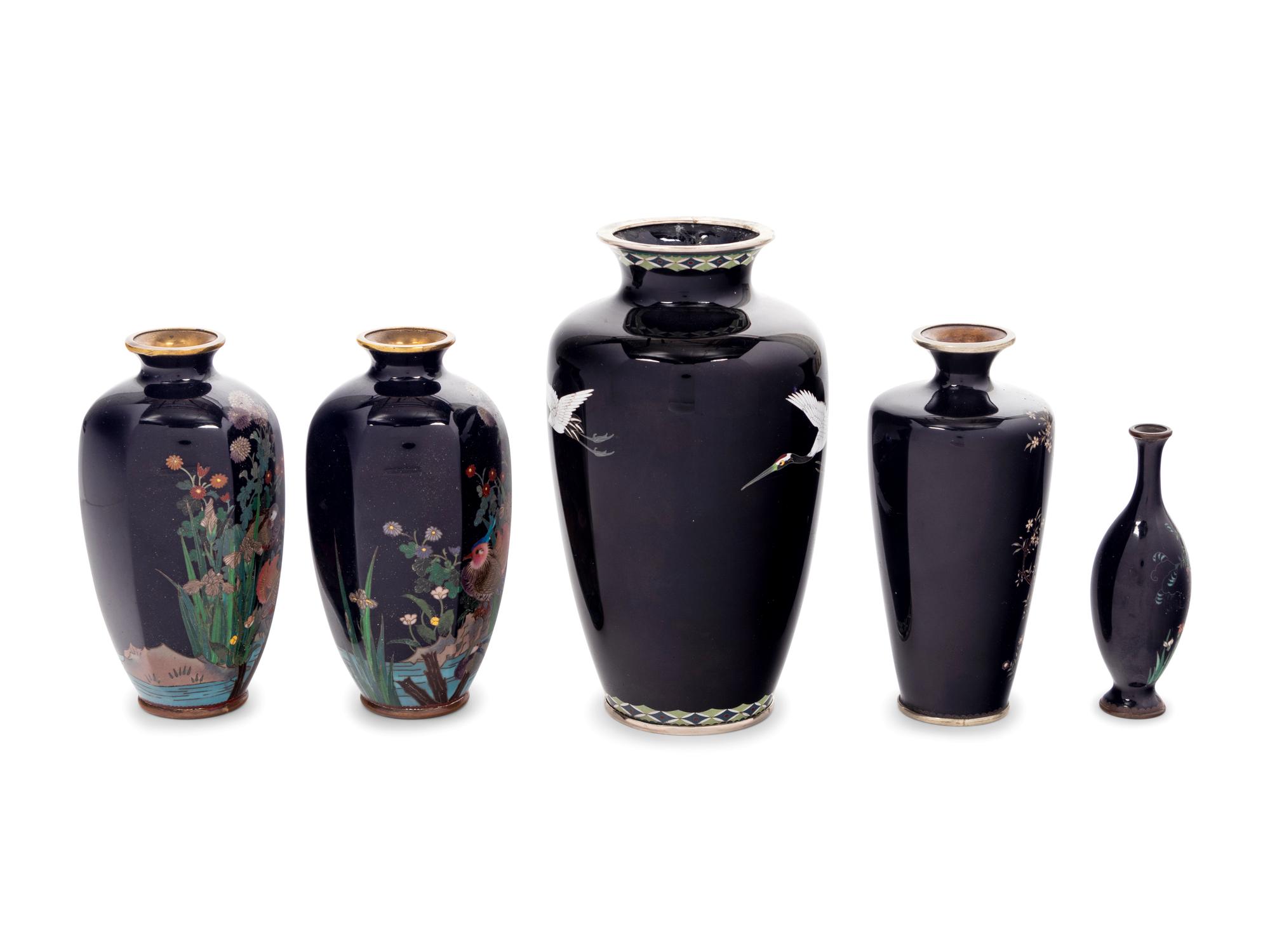 Five Cloisonné Vases