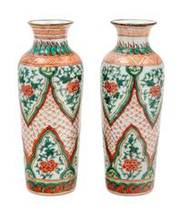 A Pair of Japanese Kutani Porcelain Vases Height 9 inches. — 19TH CENTURY