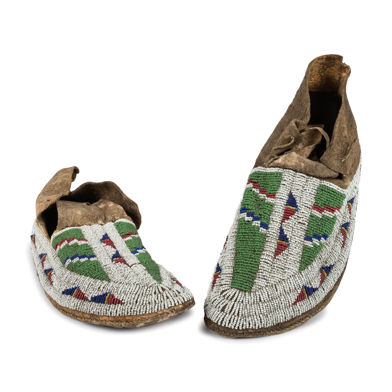 Cheyenne Beaded Buffalo Hide Moccasins