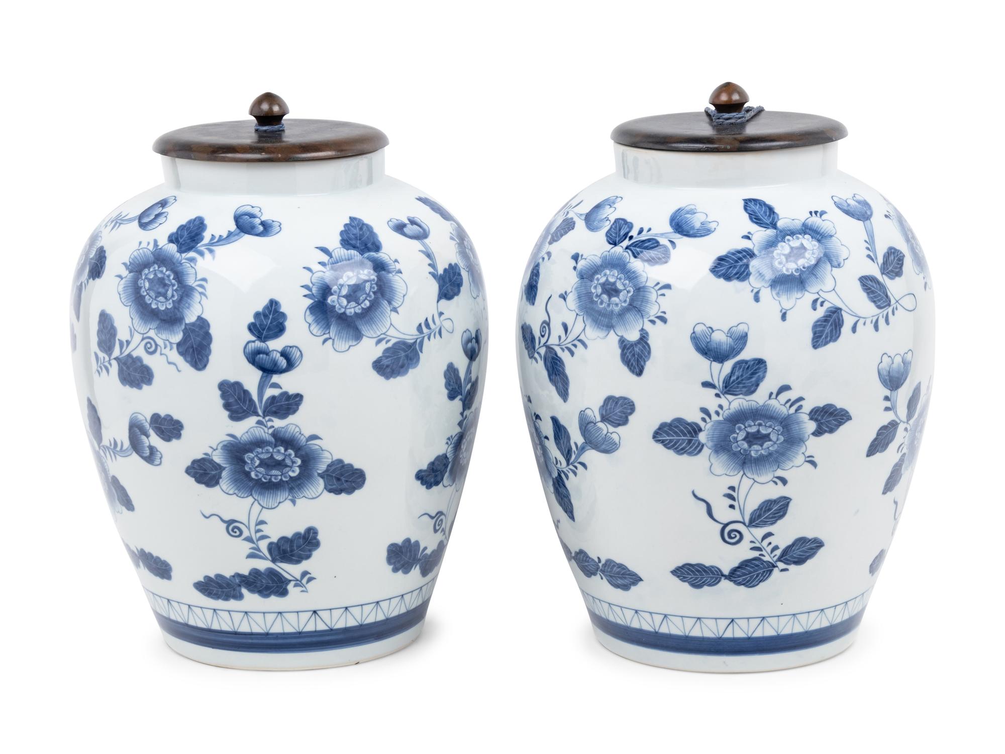 A Pair of Continental Faïence Apothecary Jars
