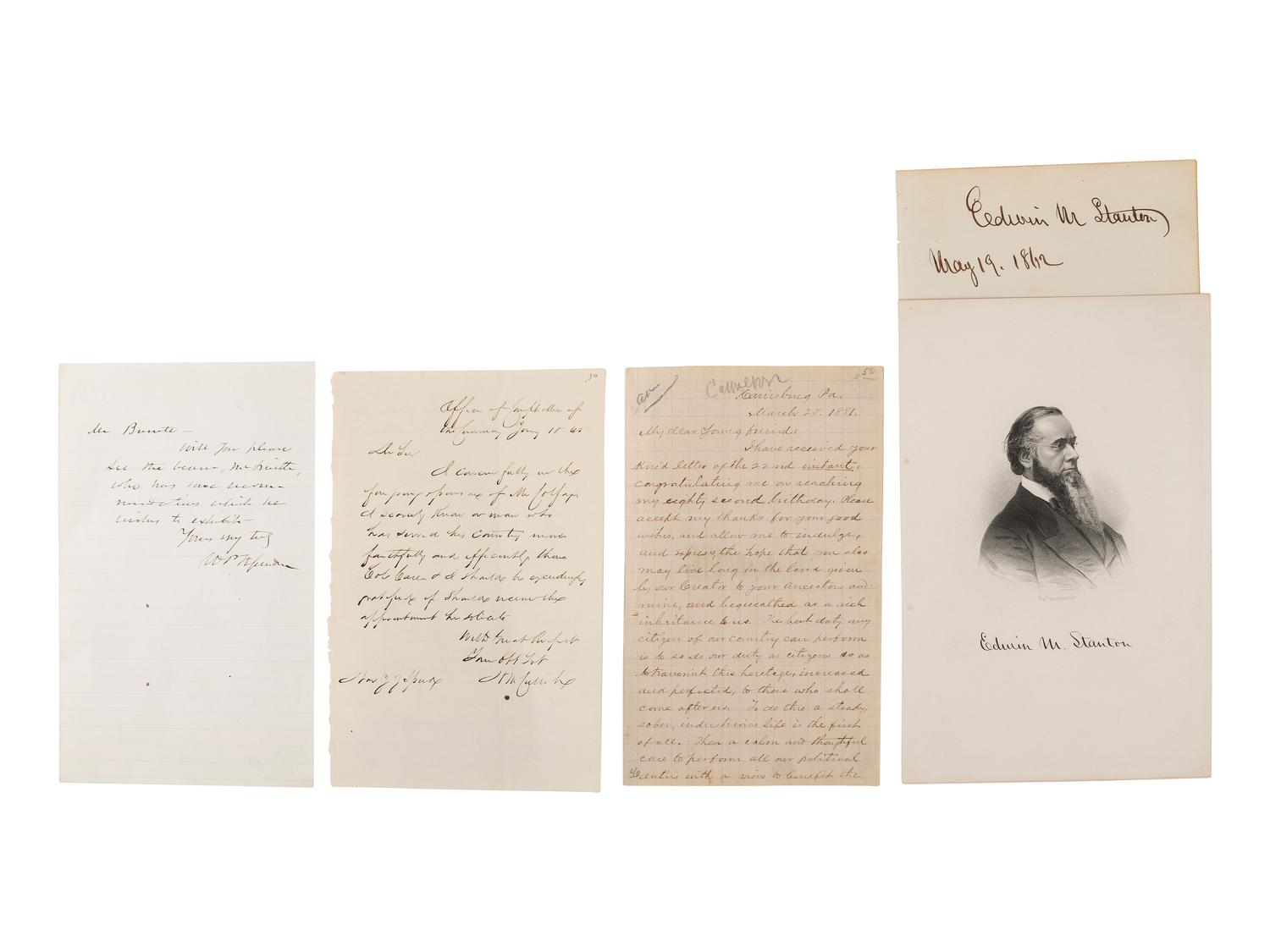 [LINCOLN, Abraham (1809-1865)]. Autographs of Lincoln friends and associates, including: