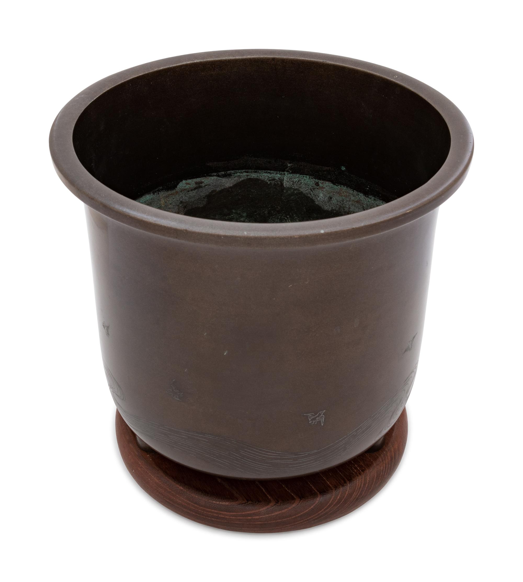 A Silver Inlaid Bronze Planter