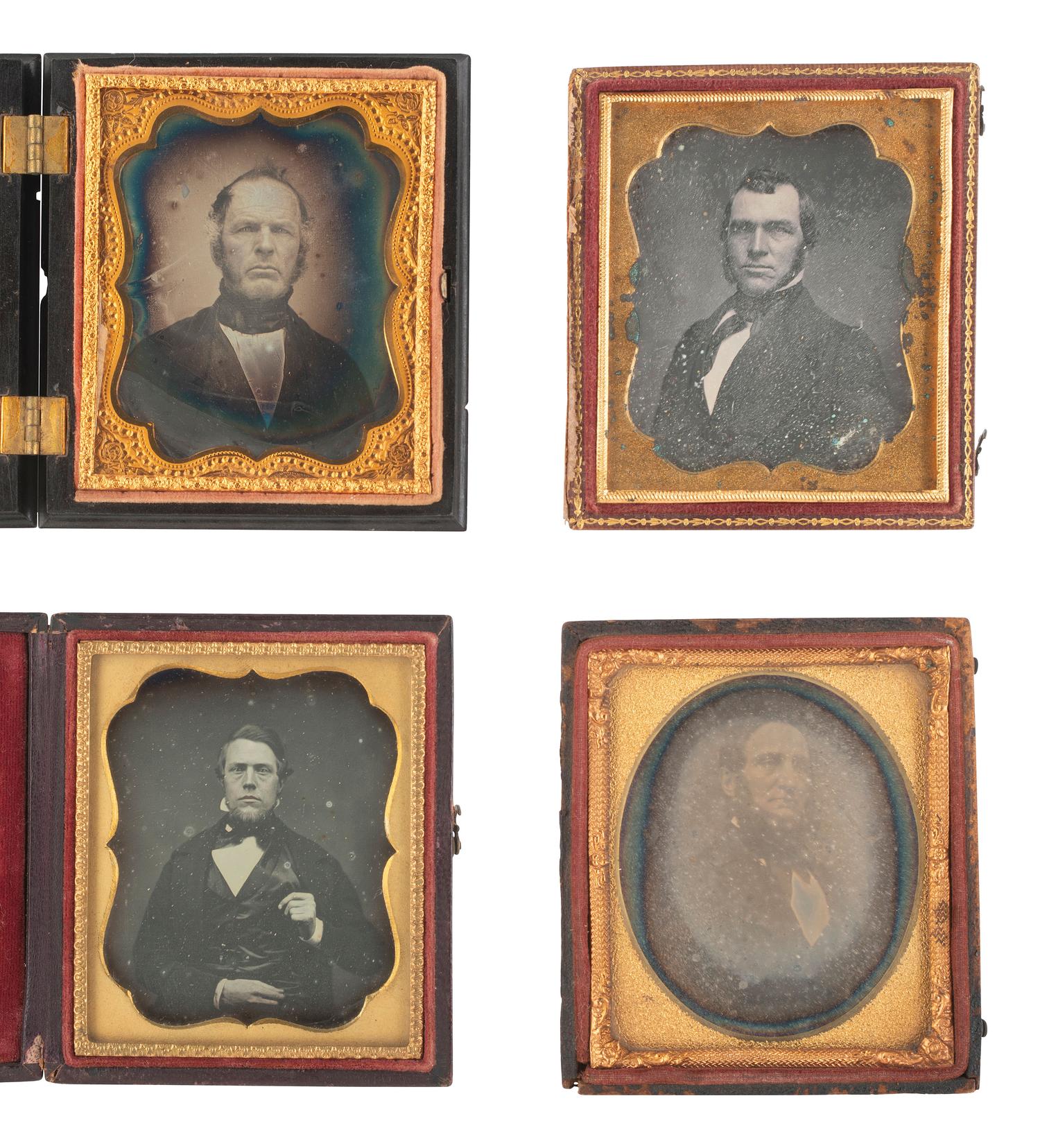 [EARLY PHOTOGRAPHY]. 19 sixth plate daguerreotypes of men with facial hair.