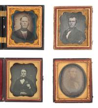 [EARLY PHOTOGRAPHY]. 19 sixth plate daguerreotypes of men with facial hair.
