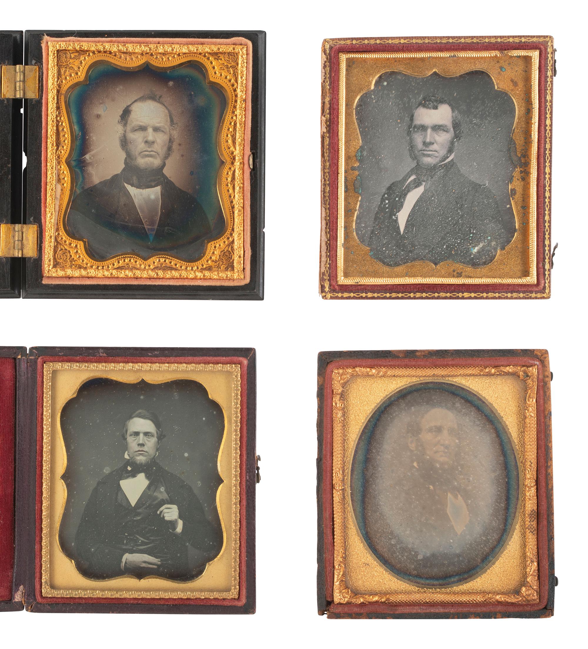 [EARLY PHOTOGRAPHY]. 19 sixth plate daguerreotypes of men with facial hair.