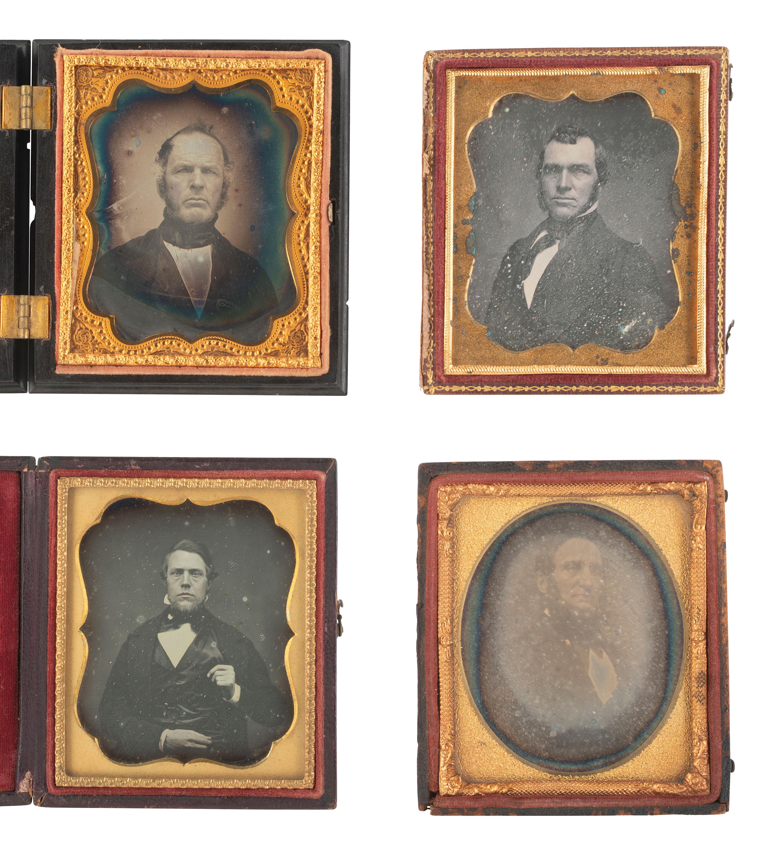[EARLY PHOTOGRAPHY]. 19 sixth plate daguerreotypes of men with facial hair.
