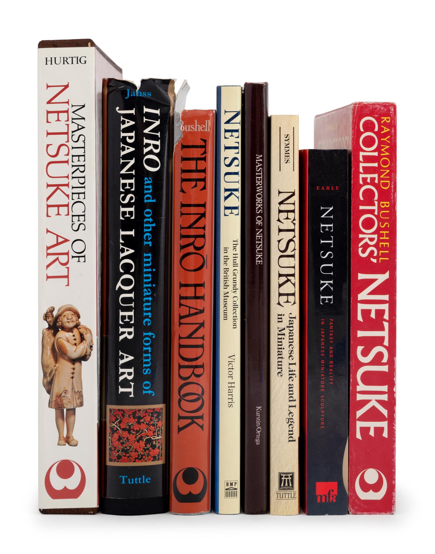 [NETSUKE] A large group of works about Japanese Netsuke, Inro and Ojime, selected titles comprising: