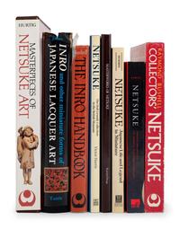 [NETSUKE] A large group of works about Japanese Netsuke, Inro and Ojime, selected titles comprising: