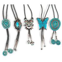 Navajo and Zuni Silver Bolo Ties