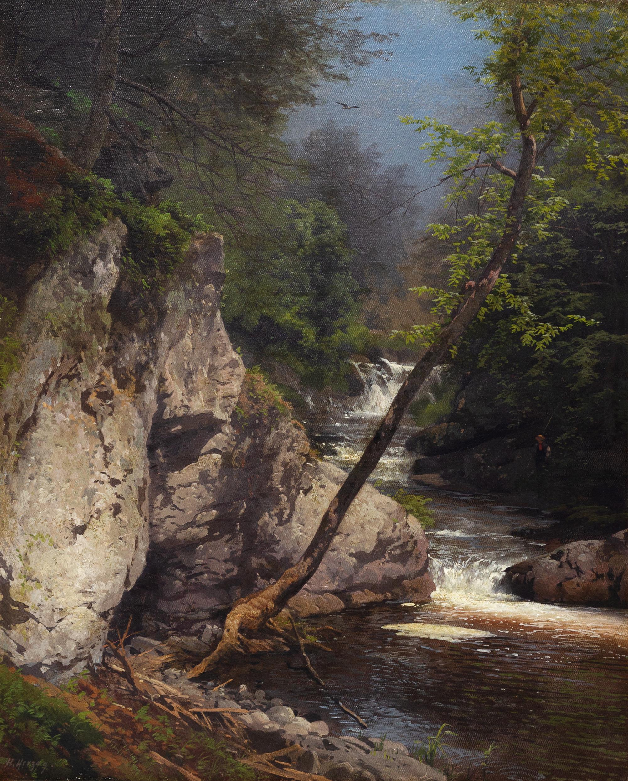 Hermann Ottomar Herzog, (German-American, 1832-1932), Trout Fisherman