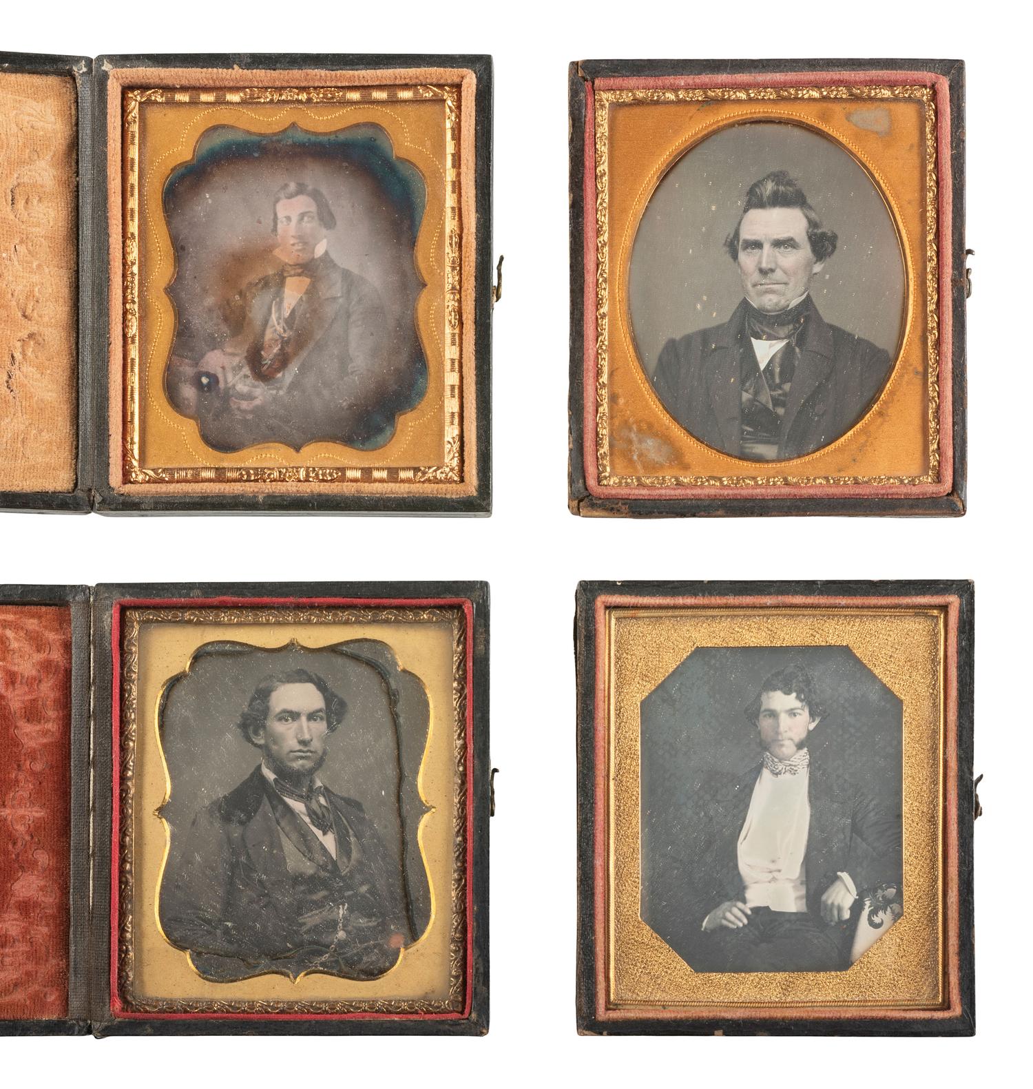 [EARLY PHOTOGRAPHY]. 28 sixth plate daguerreotypes of men with notable hairstyles & facial hair.
