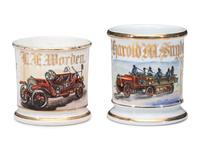 Two Firemen's Porcelain Occupational Shaving Mugs