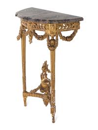 A Louis XVI Style Giltwood Marble-Top Console Table