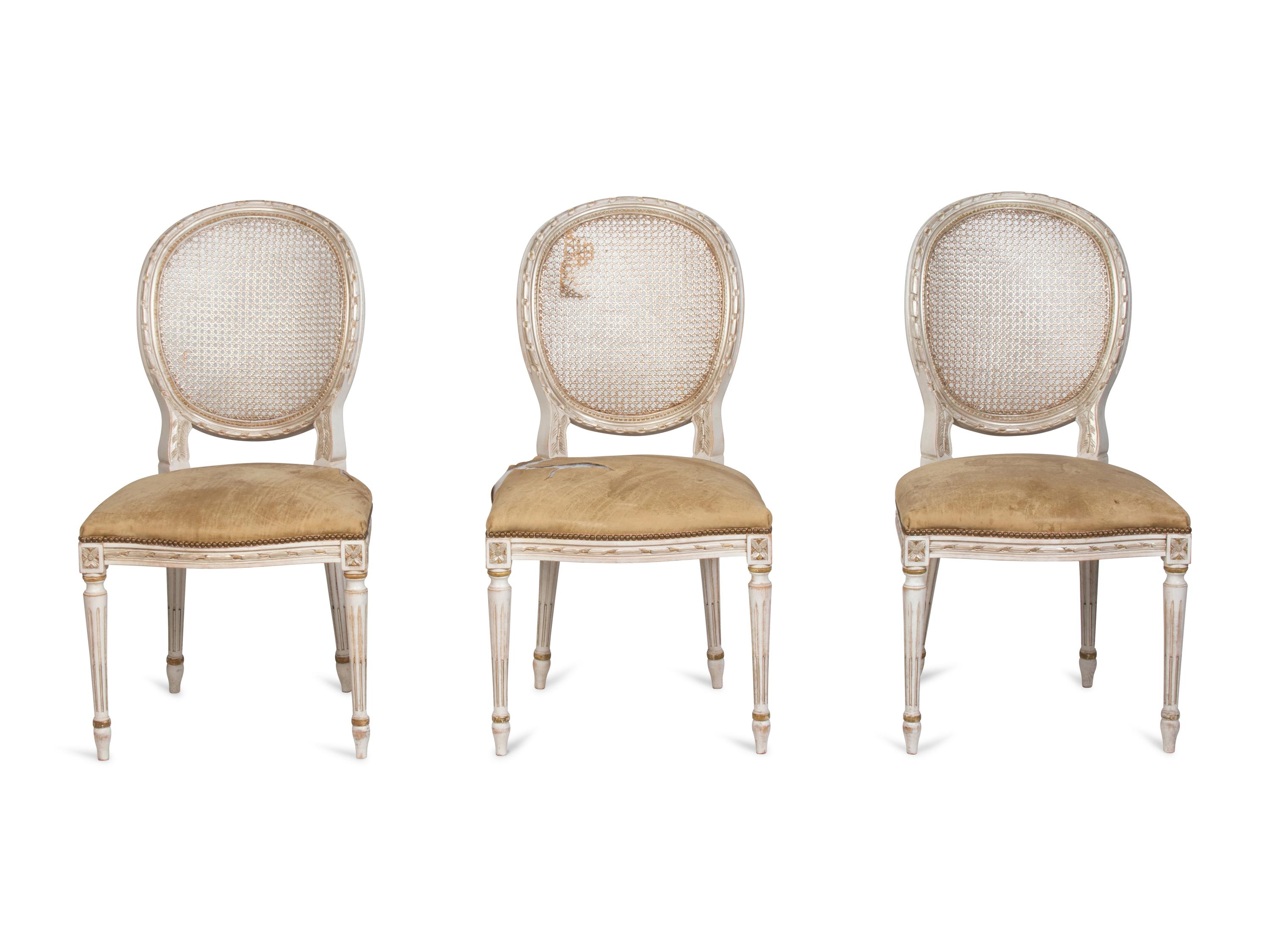 A Set of Ten Louis XV Style Painted Dining Chairs