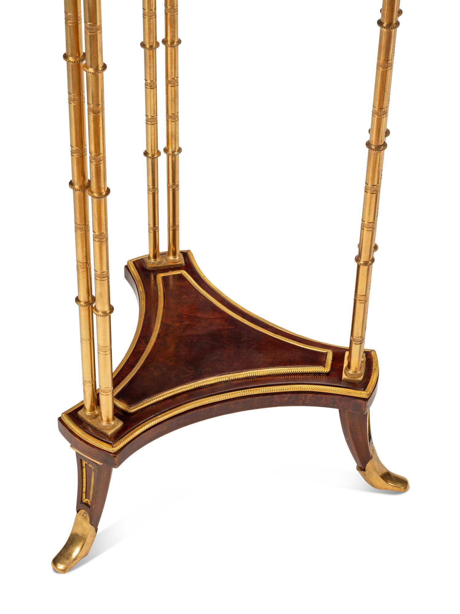 A Pair of Gilt Bronze, Mahogany and Malachite Side Tables