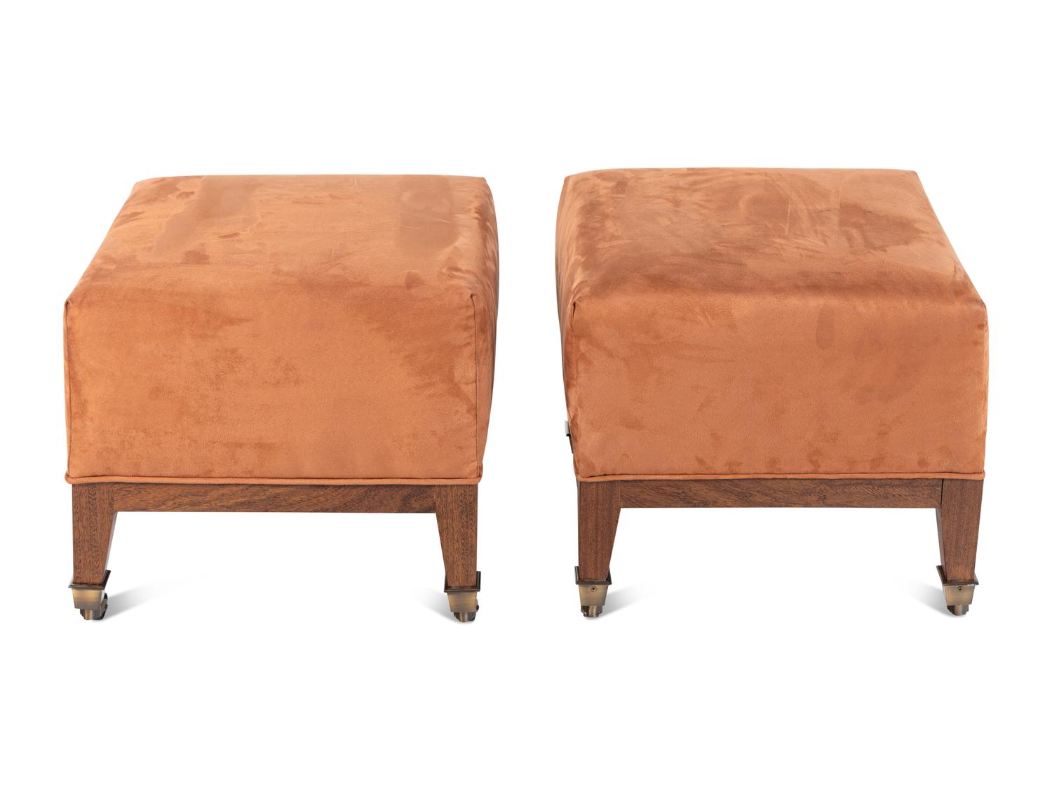 A Pair of Contemporary Mahogany Footstools