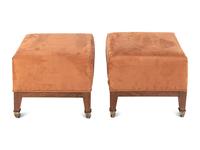 A Pair of Contemporary Mahogany Footstools