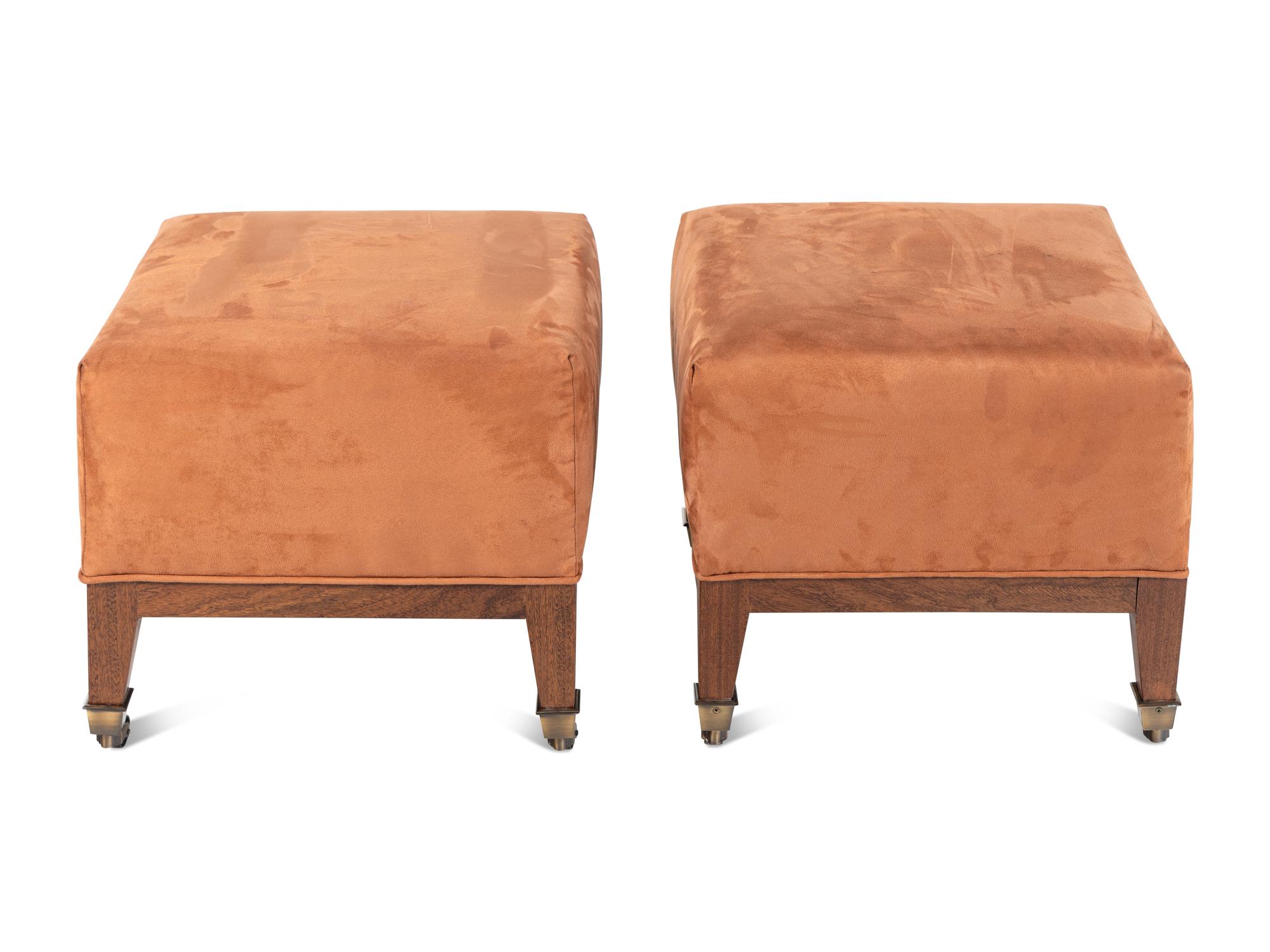 A Pair of Contemporary Mahogany Footstools